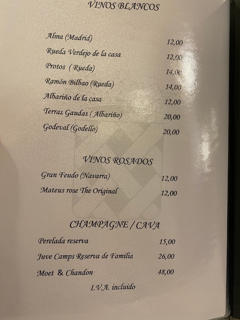 Restaurante El Duque — Carta