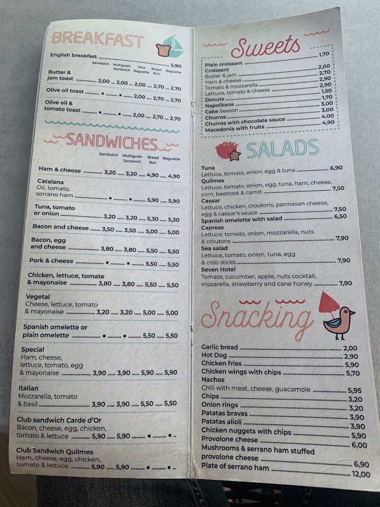 Carte d'Or Beach Bar — Carta