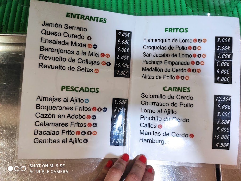 Bar juli Priego — Carta
