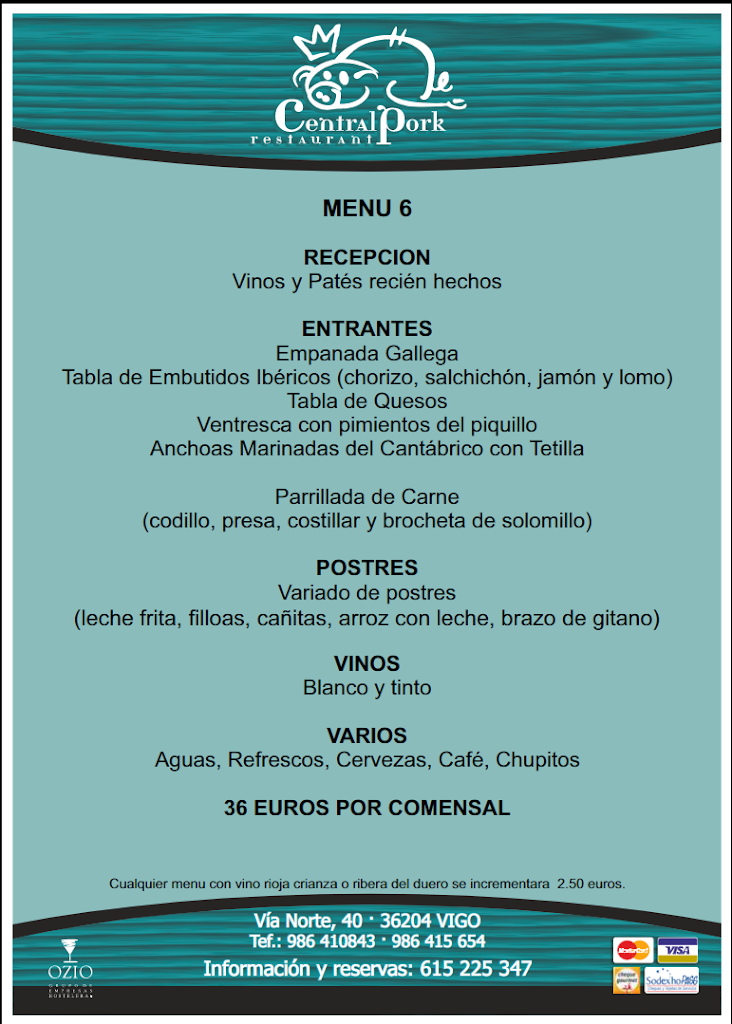 Restaurante Central Pork — Carta