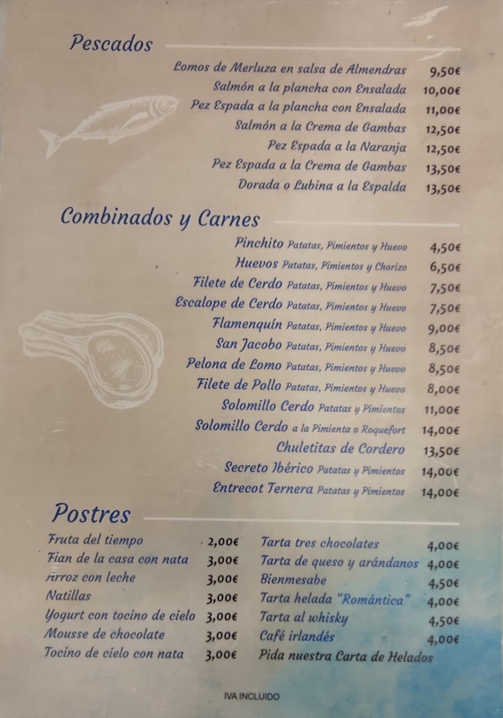 Bar Castilla — Carta