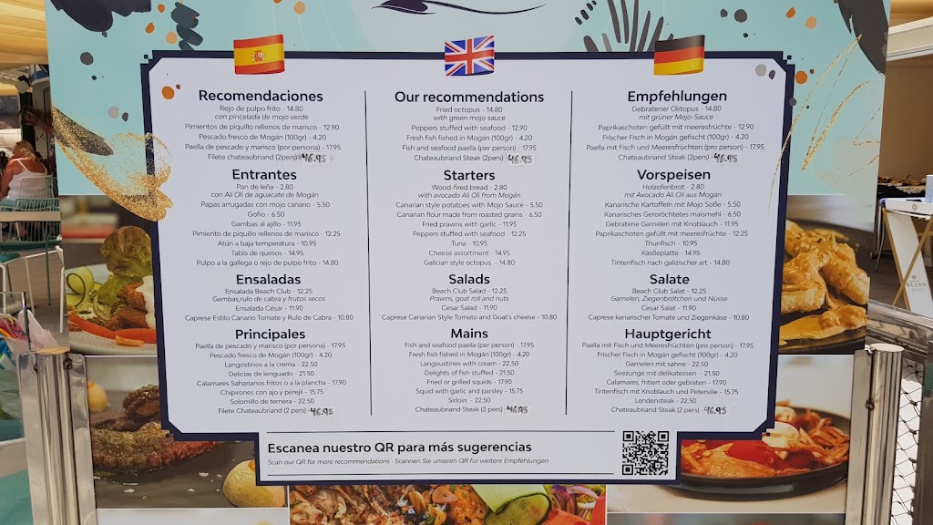 Restaurante Beach Club Faro — Carta