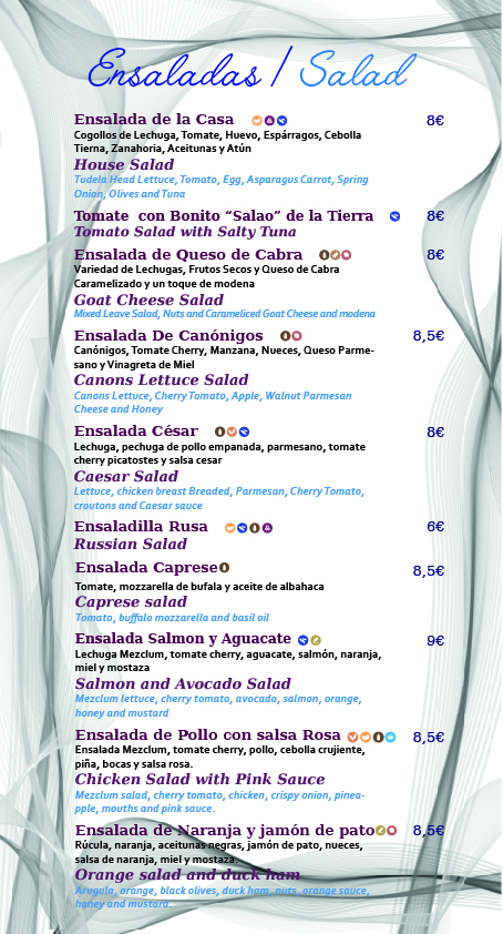 Restaurante Arroceria Madrid (Mil Palmeras) — Carta