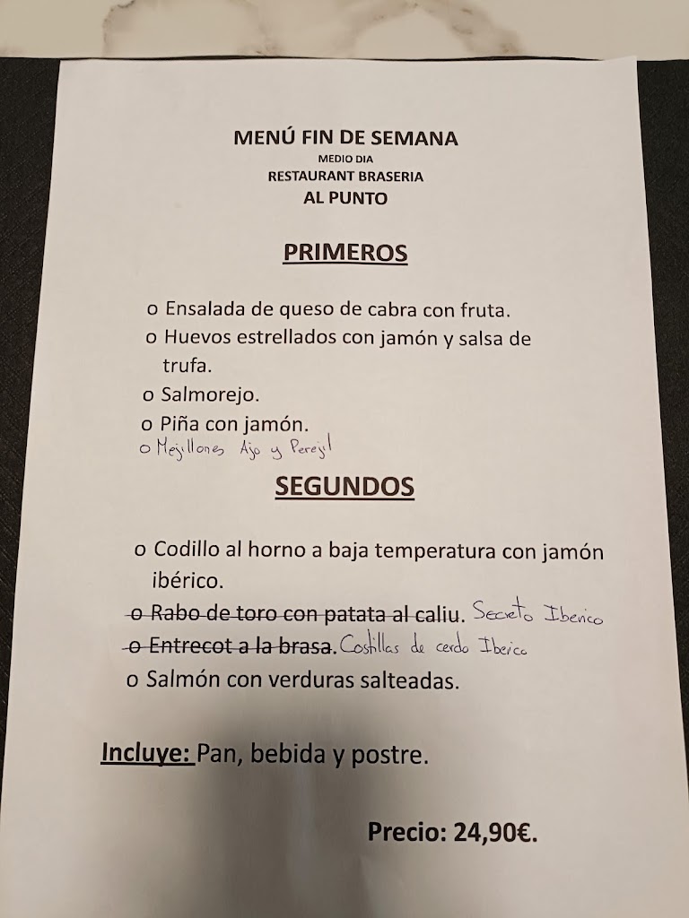 Restaurant Braseria AL PUNTO — Carta