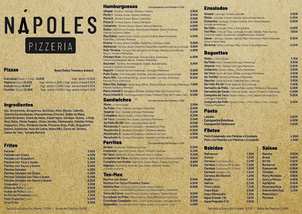 Pizzeria Napoles CHIPIONA — Carta