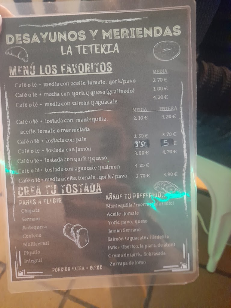 Cafeteria La Teteria — Carta