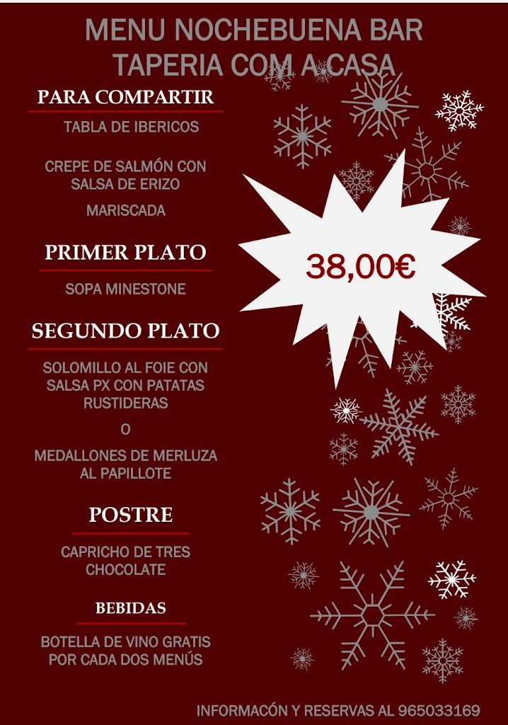 Bar taperia com a casa — Carta