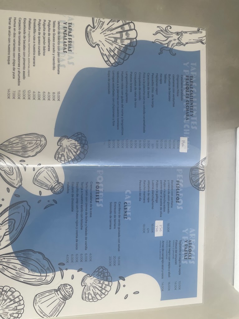 Hogar del Pescador Benicarlo — Carta
