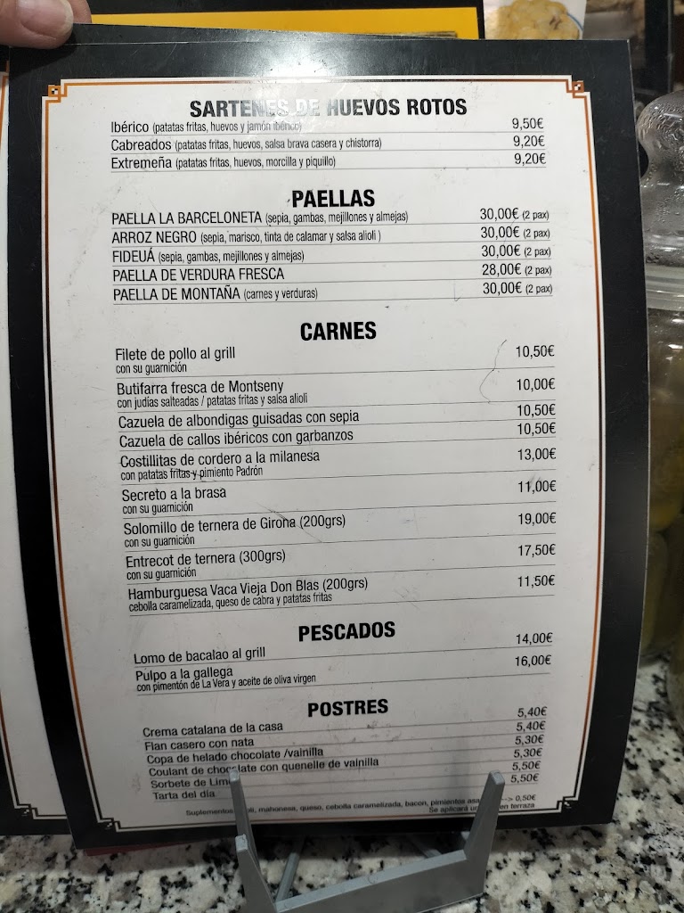Taberna Don Blas — Carta