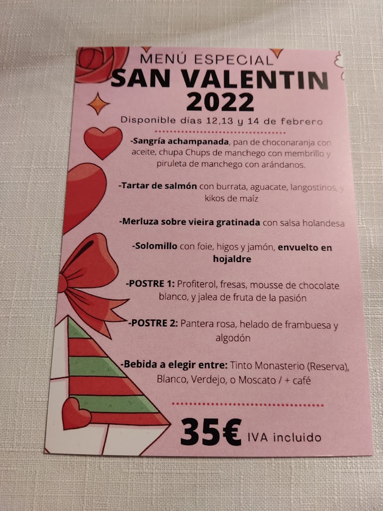 Restaurante El Palacio — Carta