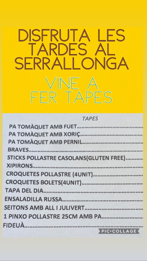Restaurant Can Serrallonga — Carta