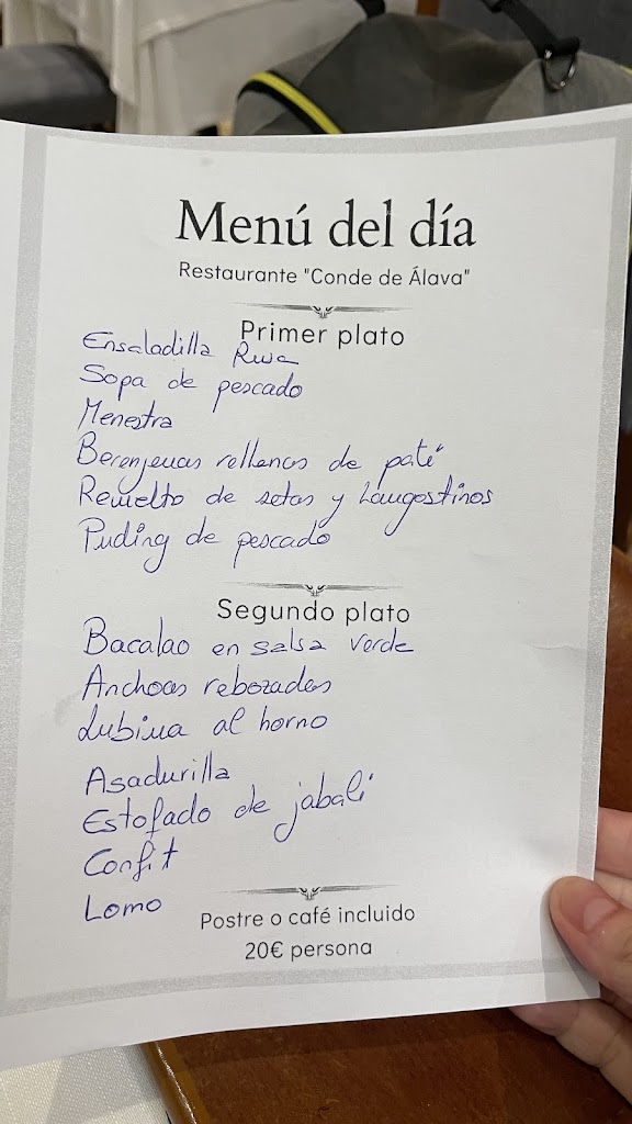 Restaurante Conde de Alava — Carta