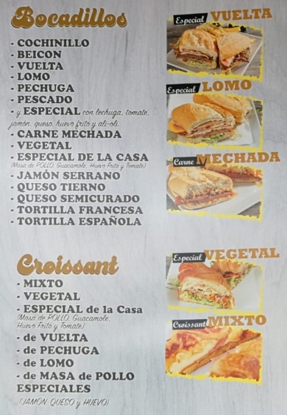 Bar Cafeteria Carlos V — Carta