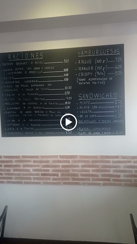Cafeteria Orfeo Tapas — Carta