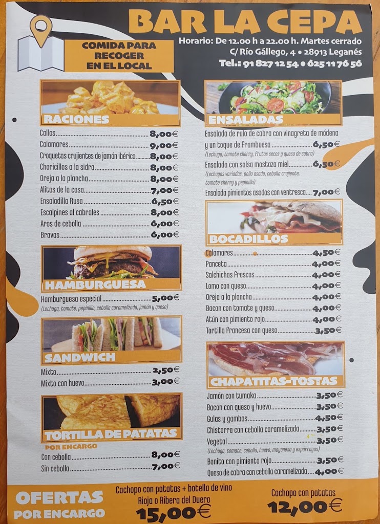 Bar La Cepa — Carta