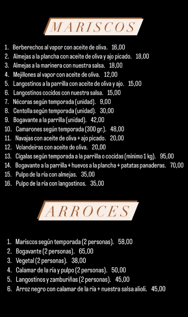 Cafe Restaurante Raxoi — Carta