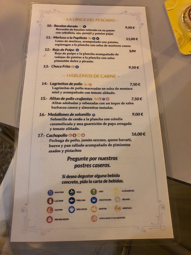 Bar La Juanita — Carta
