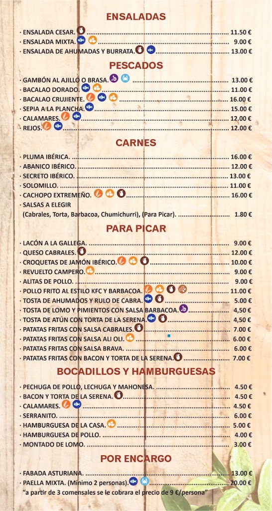 Sidreria Asturias — Carta