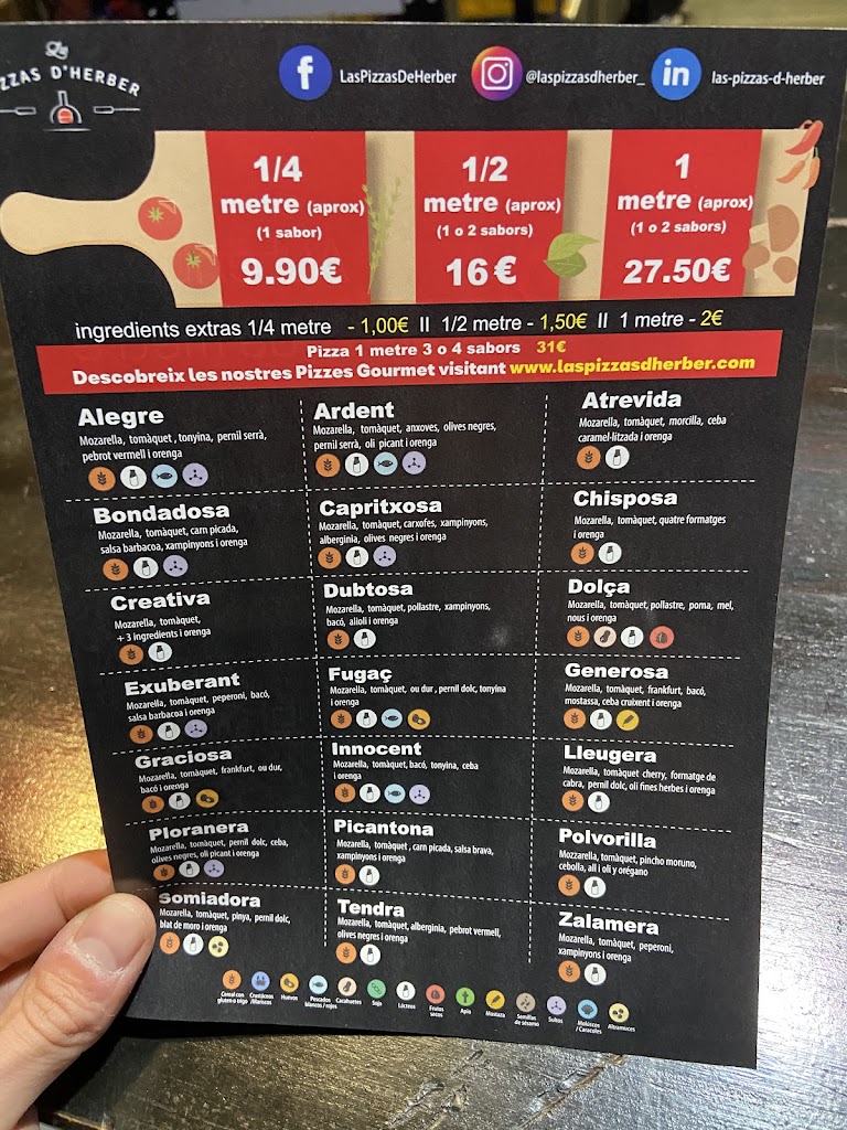 Pizzas d'Herber — Carta