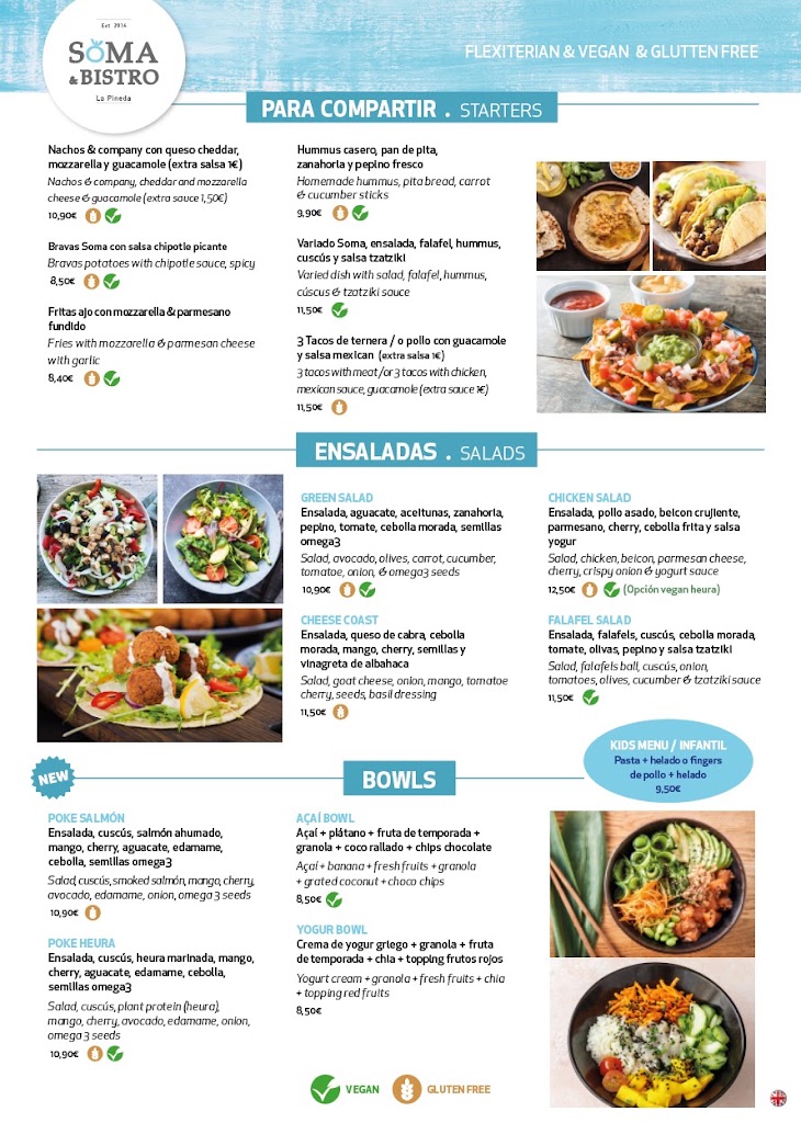 Soma Bistro La Pineda — Carta