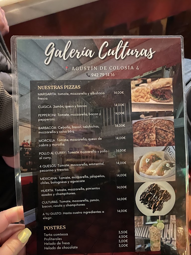 Restaurante Galeria Culturas — Carta