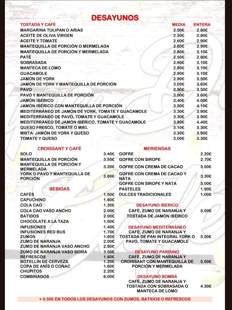 Cafeteria Carpe Diem — Carta