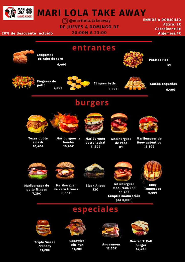 Hamburgueseria Mari Lola Take Away — Carta