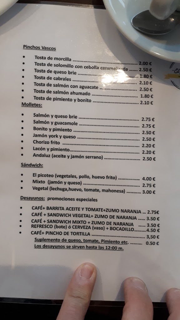 El Picoteo de Alcobendas — Carta