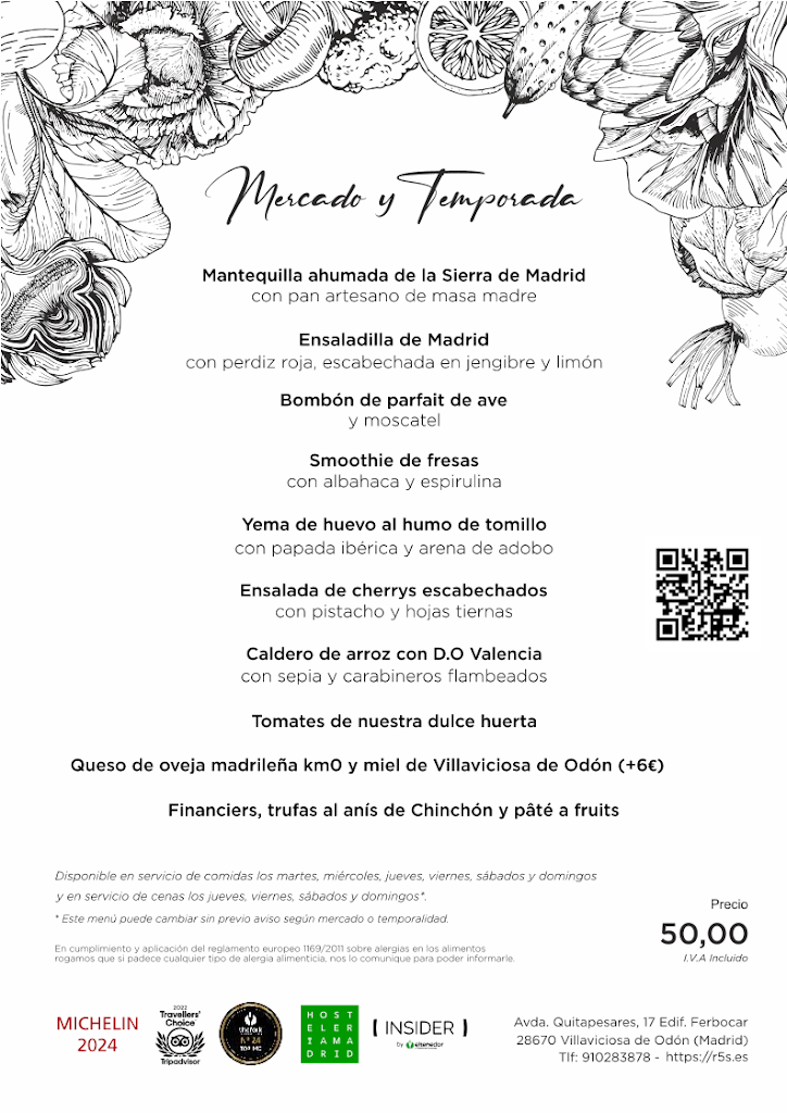 Restaurante El Quinto Sabor — Carta