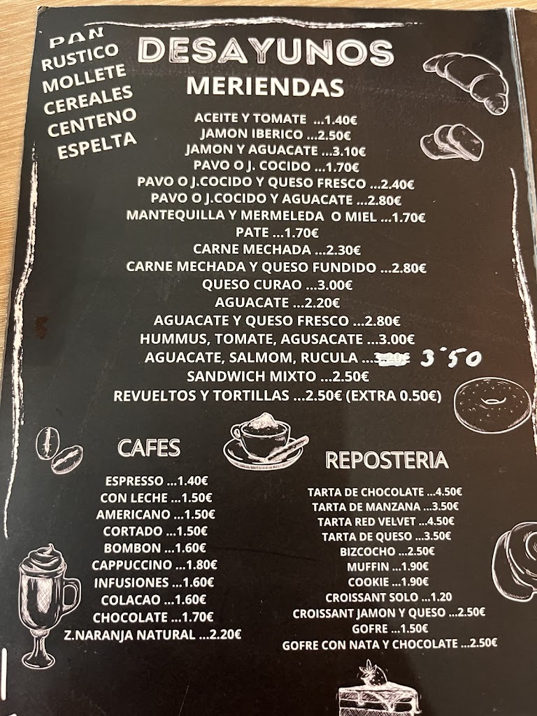 Cafeteria El Trotamundos — Carta