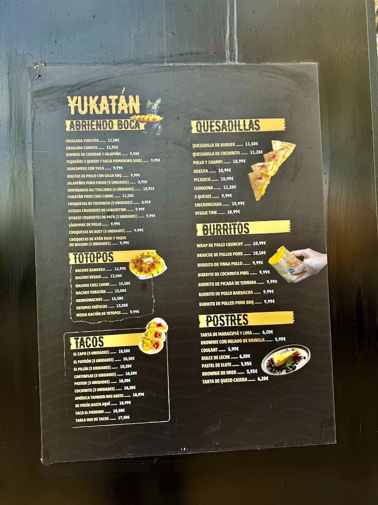 Restaurante Yukatan Mexican & Mediterranean Food Fuenlabrada — Carta