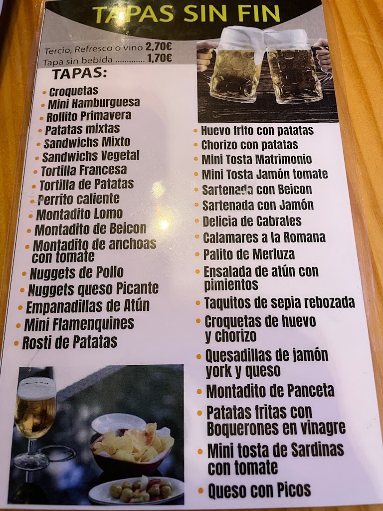 Cafeteria Miky- Tapas sin fin — Carta
