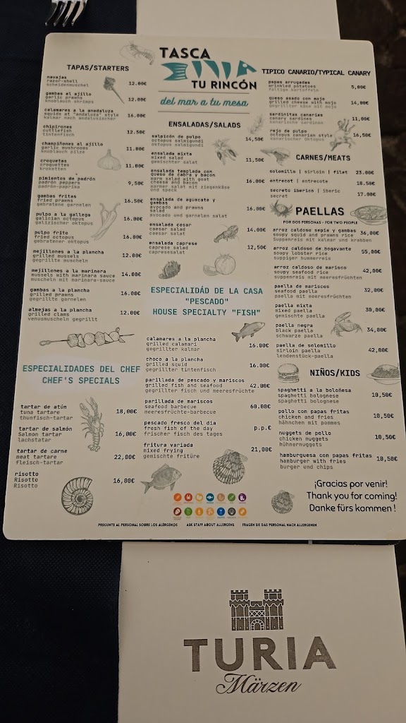 Tasca Tu Rincon — Carta