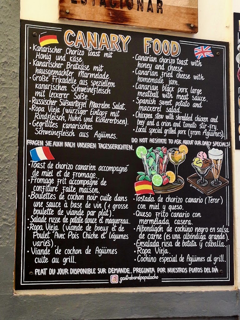 Bar/Cafe El Populacho — Carta