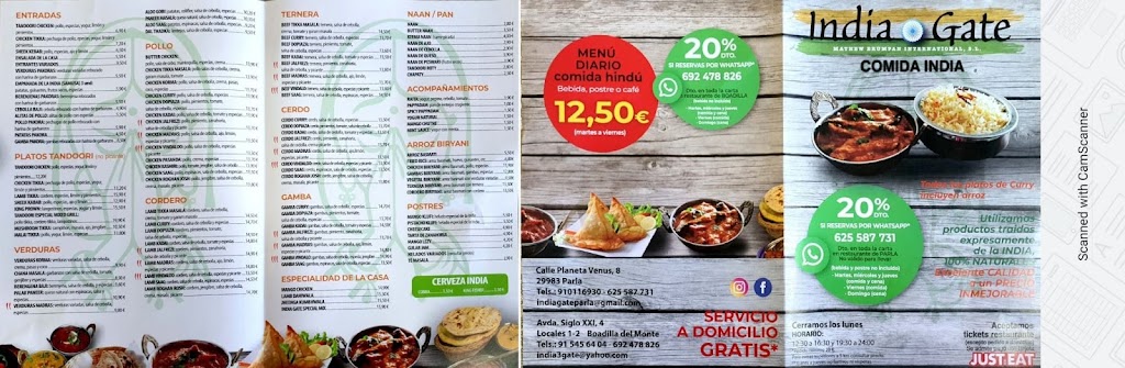 Restaurante Indian Lotus — Carta