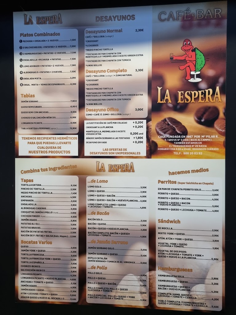 Cafe Bar La Espera (Coia) — Carta
