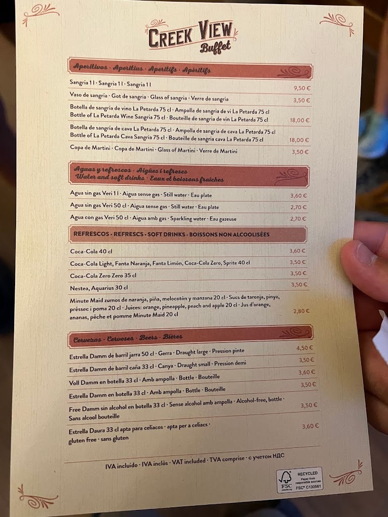 Creek View Buffet — Carta