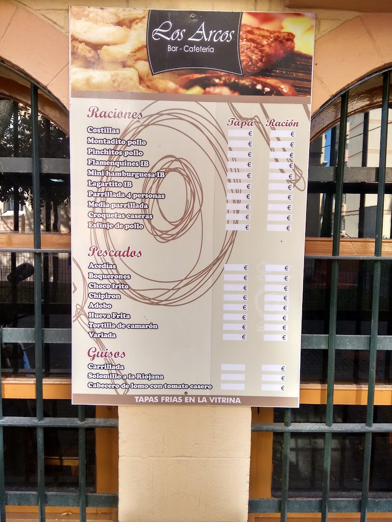 Cafeteria Bar Los Arcos — Carta