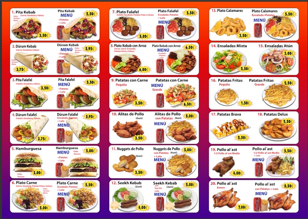 Sabor doner Kebab pizzeria — Carta