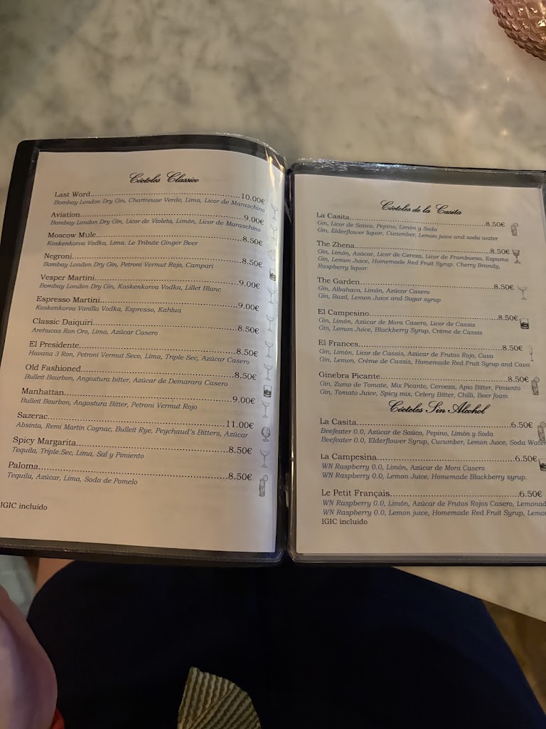 La Casita del Gin — Carta