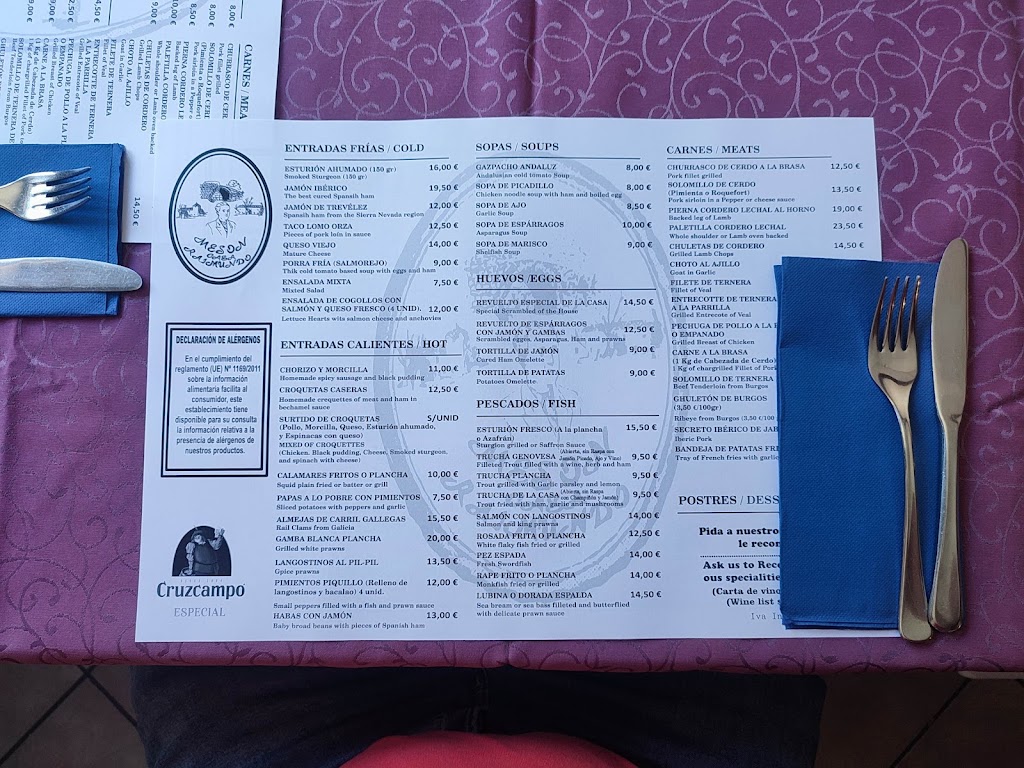 Restaurante Casa Raimundo — Carta