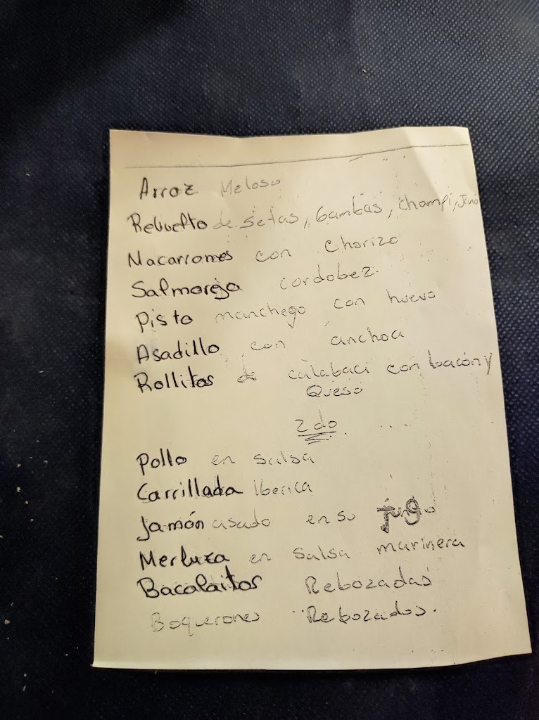 Restaurante Casa Ruiz — Carta