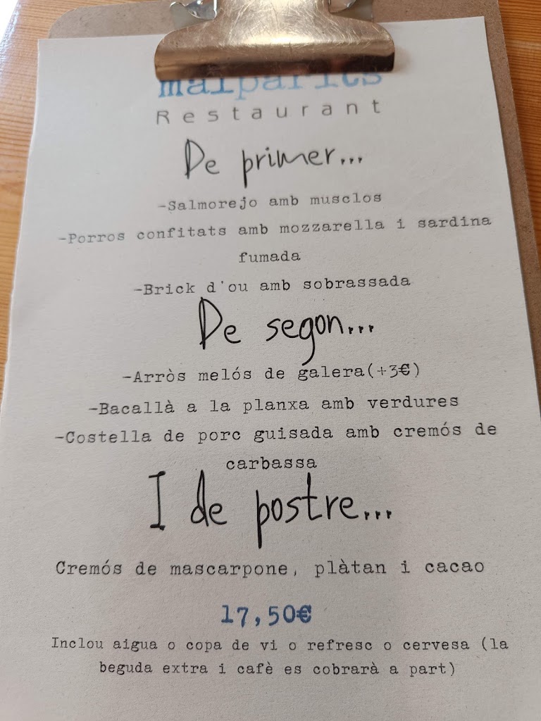 Malparits Badalona — Carta