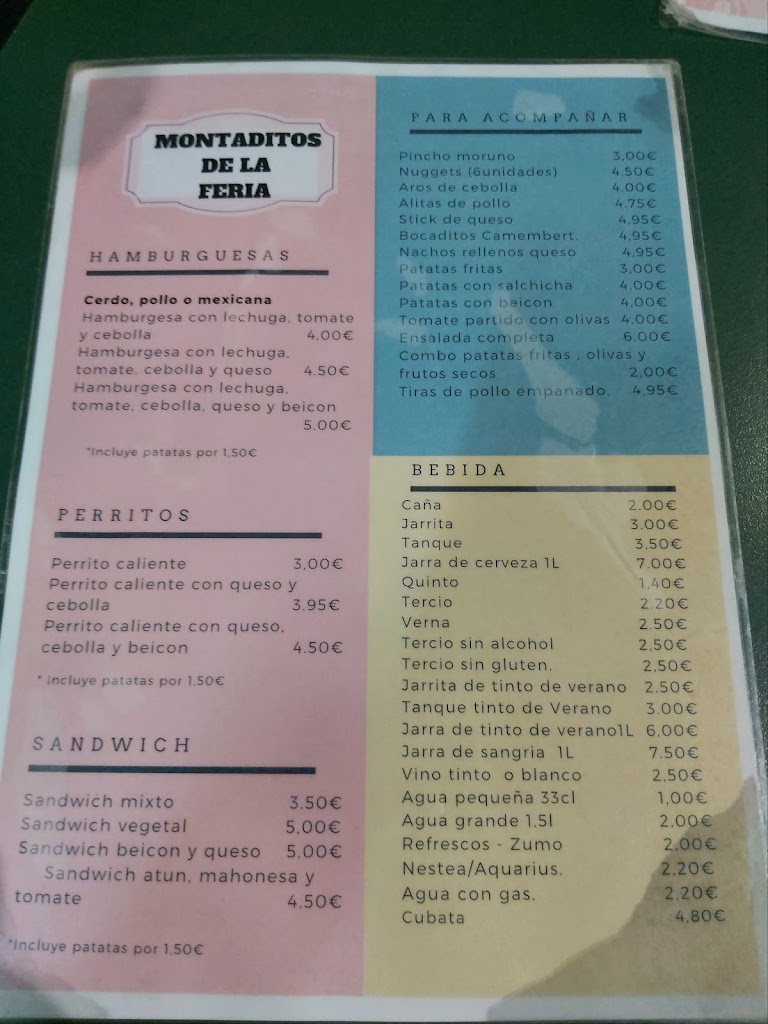 Los Montaditos de La Feria — Carta