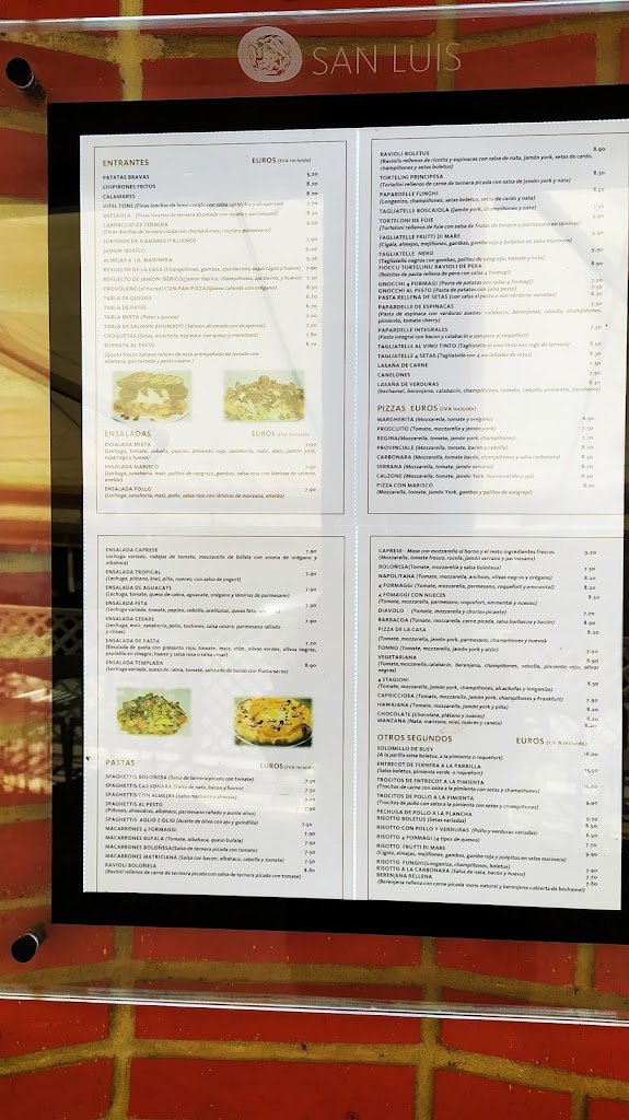 Pizzeria San Luis — Carta