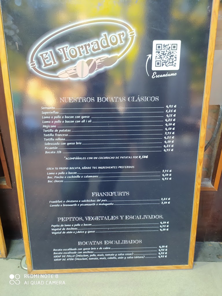 Cafeteria El Torrador — Carta