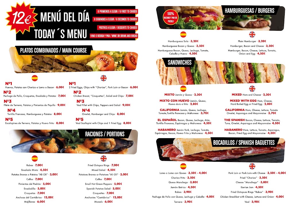 Cafe Espanol — Carta