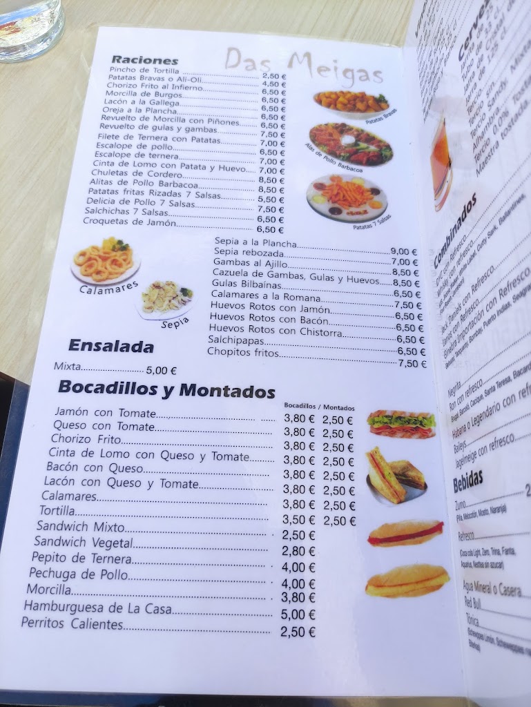D'as Meigas Cafeteria — Carta