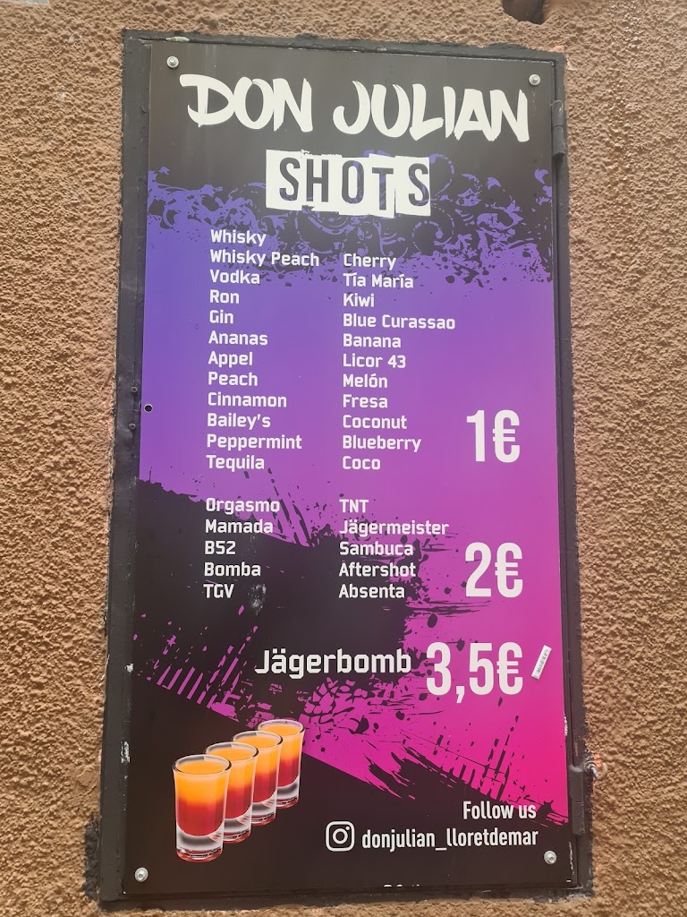 Don Julian Tequila Bar — Carta