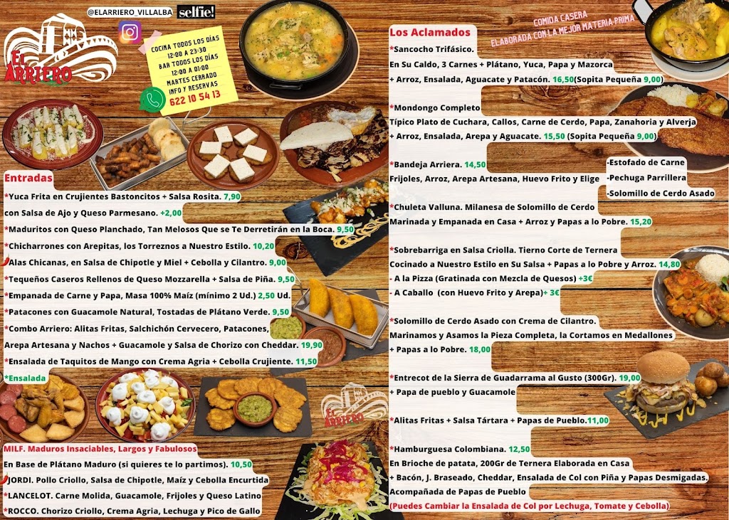 El Arriero Bar Restaurante — Carta